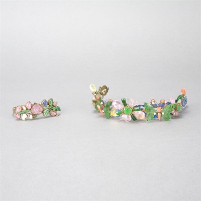 Lot 447 - Two Chinese Jade and Hardstone Jewelry...