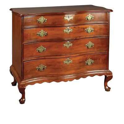 Lot 135 - Chippendale Cherry Serpentine Front Chest of...