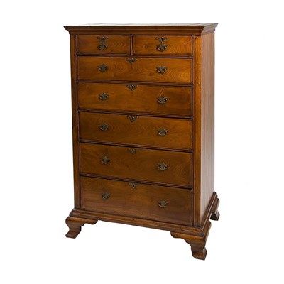 Lot 188 - George II Inlaid Walnut Tall Chest of Drawers...