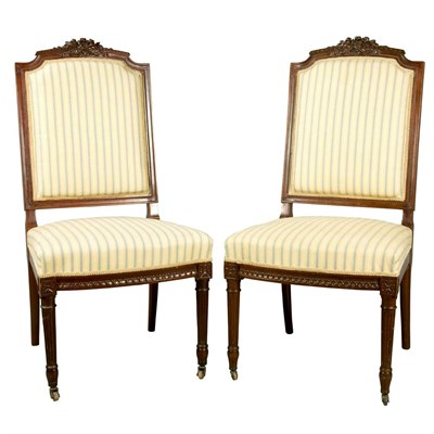 Lot 134 - Pair of Louis XVI Style Carved Mahogany Side...