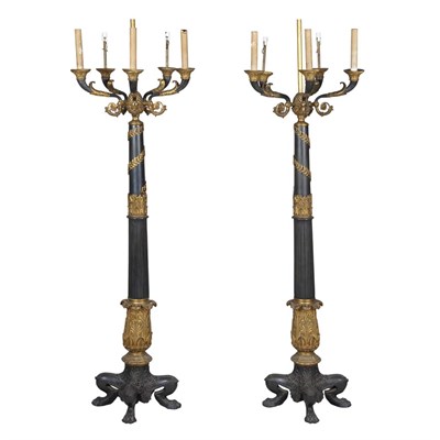 Lot 399 - Pair of Empire Style Gilt and Patinated-Metal...
