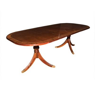 Lot 409 - Regency Style Banded Mahogany Double-Pedestal...