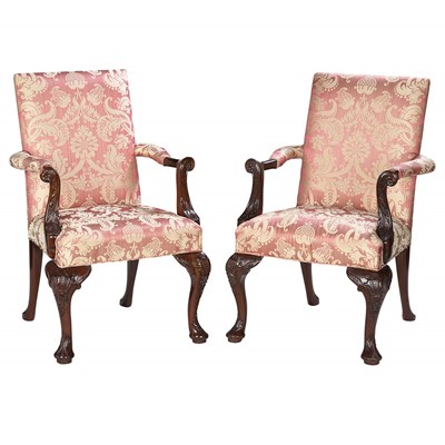 Lot 316 - Pair of George III Style Mahogany Library Chairs