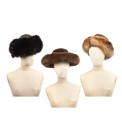 Lot 1079 - Group of Fur Hats Comprising a wide brimmed...