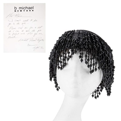 Lot 1065 - B. Michael Hat 1992 Black ciré straw overlaid...