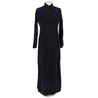 Lot 1066 - Thea Porter Evening Coat 1970s Navy velvet...