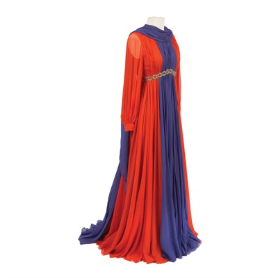 Lot 1054 - Sarmi Evening Dress 1960s Orange silk chiffon...