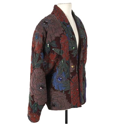 Lot 1077 - Quilted Floral Velvet Jacket Embroidered with...