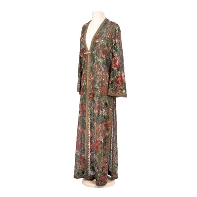 Lot 1075 - Metallic Embroidered Long Cardigan Coat Sheer...