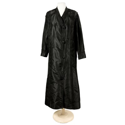 Lot 1067 - Edwardian Cardigan Coat Black silk taffeta...