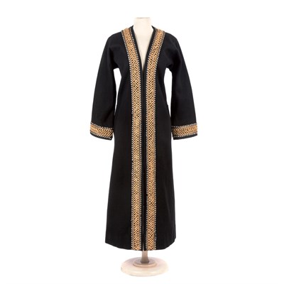 Lot 1078 - Black Wool Felt Long Cardigan Coat Edged with...