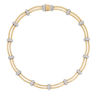 Lot 136 - Two-Color Gold and Diamond Necklace