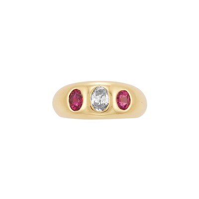 Lot 122 - Gold, Diamond and Ruby Gypsy Ring