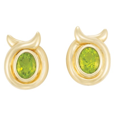 Lot 16 - Pair of Gold and Peridot Earclips