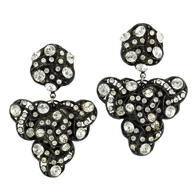 Lot 1064 - Pair of Dangling Earrings 1960s Rhinestones...