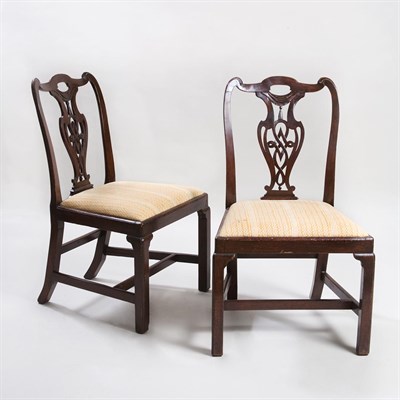 Lot 124 - Pair of George II Mahogany Side Chairs Each...