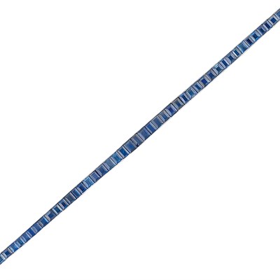 Lot 547 - Platinum and Sapphire Straightline Bracelet, Marcus