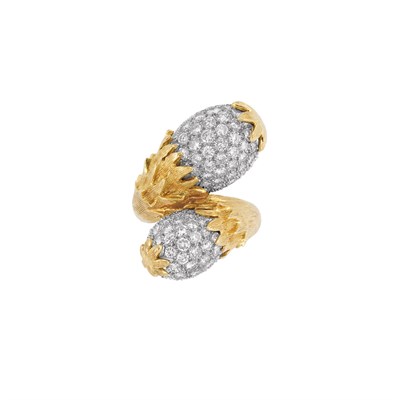 Lot 194 - Gold, Platinum and Diamond Crossover Ring