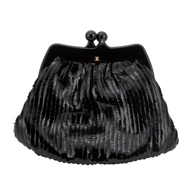 Lot 1115 - Chanel Evening Bag 1980s Black plastic frame...