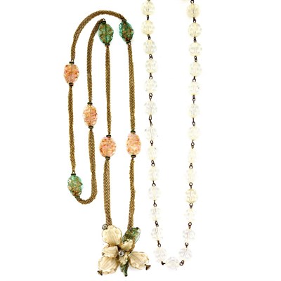 Lot 1108 - Two Necklaces The first a sautoir of gold-tone...