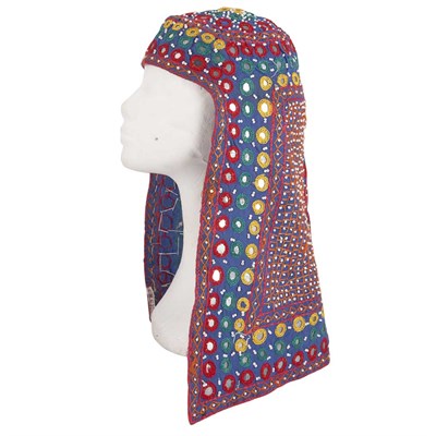 Lot 1103 - Navy Head Covering With embroidered mirrored...
