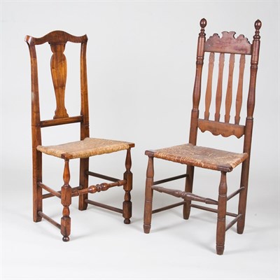 Lot 269 - Three Queen Anne Rush Seat Side Chairs...