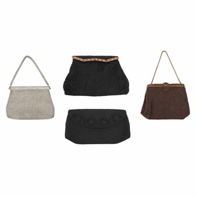 Lot 1080 - Four Antique Style Beaded Bags Comprising two...