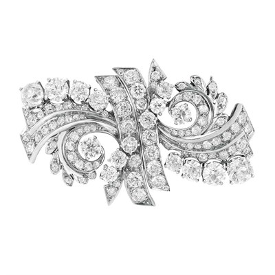 Lot 535 - Platinum and Diamond Double Clip-Brooch