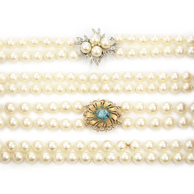 Lot 5 - Two Double Strand Cultured Pearl Necklaces