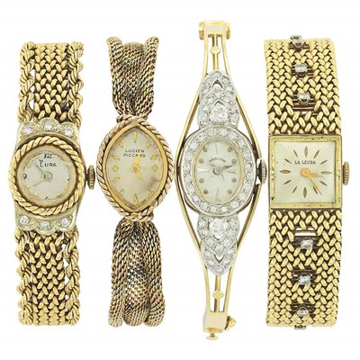 Lot 226 - Four Gold and Diamond Wristwatches
