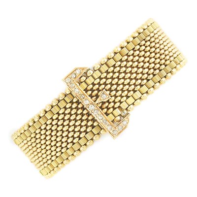 Lot 345 - Gold and Diamond Buckle Bracelet