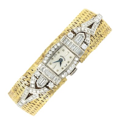 Lot 794 - Gold, Platinum and Diamond Wristwatch, Hamilton