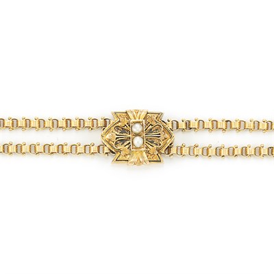 Lot 6 - Antique Gold and Split Pearl Slide Necklace