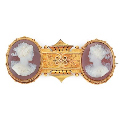 Lot 193 - Antique Gold and Hardstone Cameo Brooch