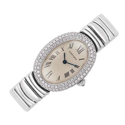 Lot 286 - White Gold and Diamond Wristwatch, Cartier