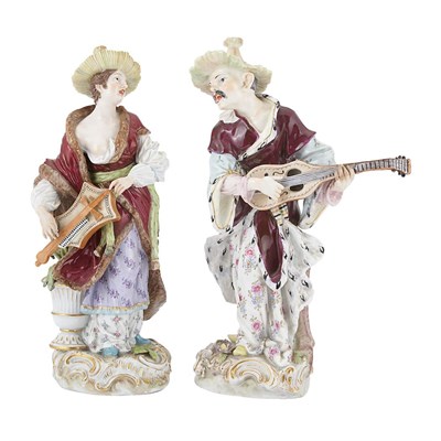 Lot 308 - Pair of German Porcelain Chinoiserie Figures...