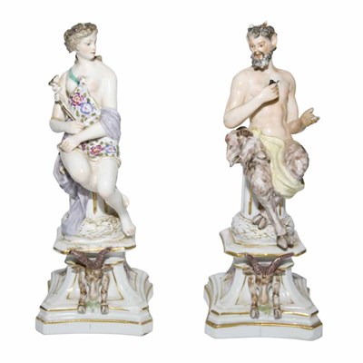 Lot 340 - Pair of German Porcelain Figures of Pan and...