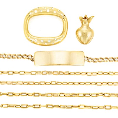 Lot 884 - Group of Gold and Metal Jewelry