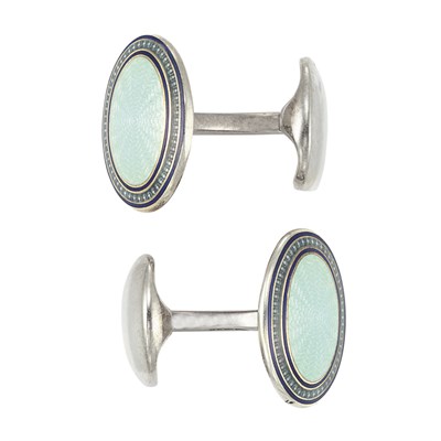 Lot 768 - Pair of Sterling Silver and Enamel Cufflinks, Deakin & Francis