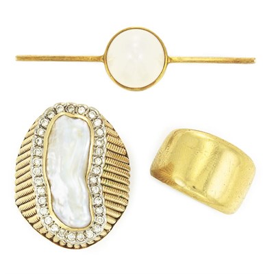 Lot 380 - Group of Gold Rings and Bar Pin and One Metal Ring