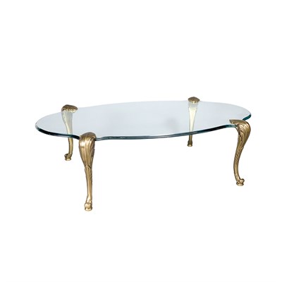 Lot 1482 - Glass and Brass Coffee Table Height 15 inches,...