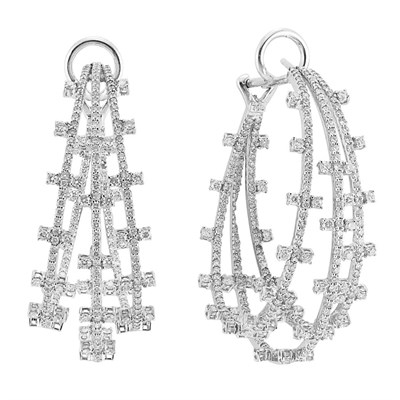 Lot 273 - Pair of White Gold and Diamond Hoop Earrings
