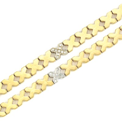 Lot 520 - Pair of Gold and Diamond Bracelets