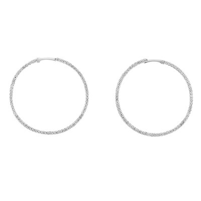 Lot 261 - Pair of White Gold and Diamond Hoop Earrings