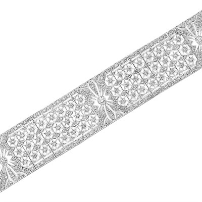 Lot 260 - Wide Platinum and Diamond Bracelet