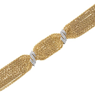 Lot 173 - Nine Strand Gold and Diamond Bracelet
