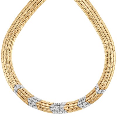 Lot 412 - Gold and Diamond Necklace