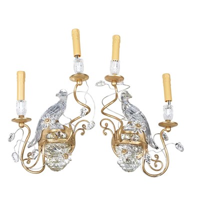 Lot 336 - Pair of Rock Crystal Style Molded Glass and...