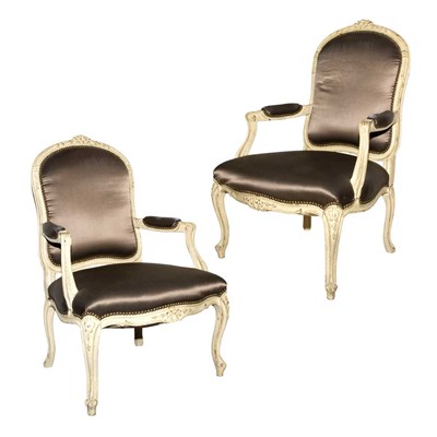 Lot 180 - Pair of Louis XV Style Carved and Painted Wood...