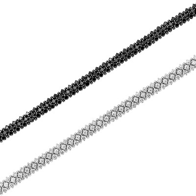 Lot 39 - Pair of White Gold, Diamond and Black Diamond Bracelets